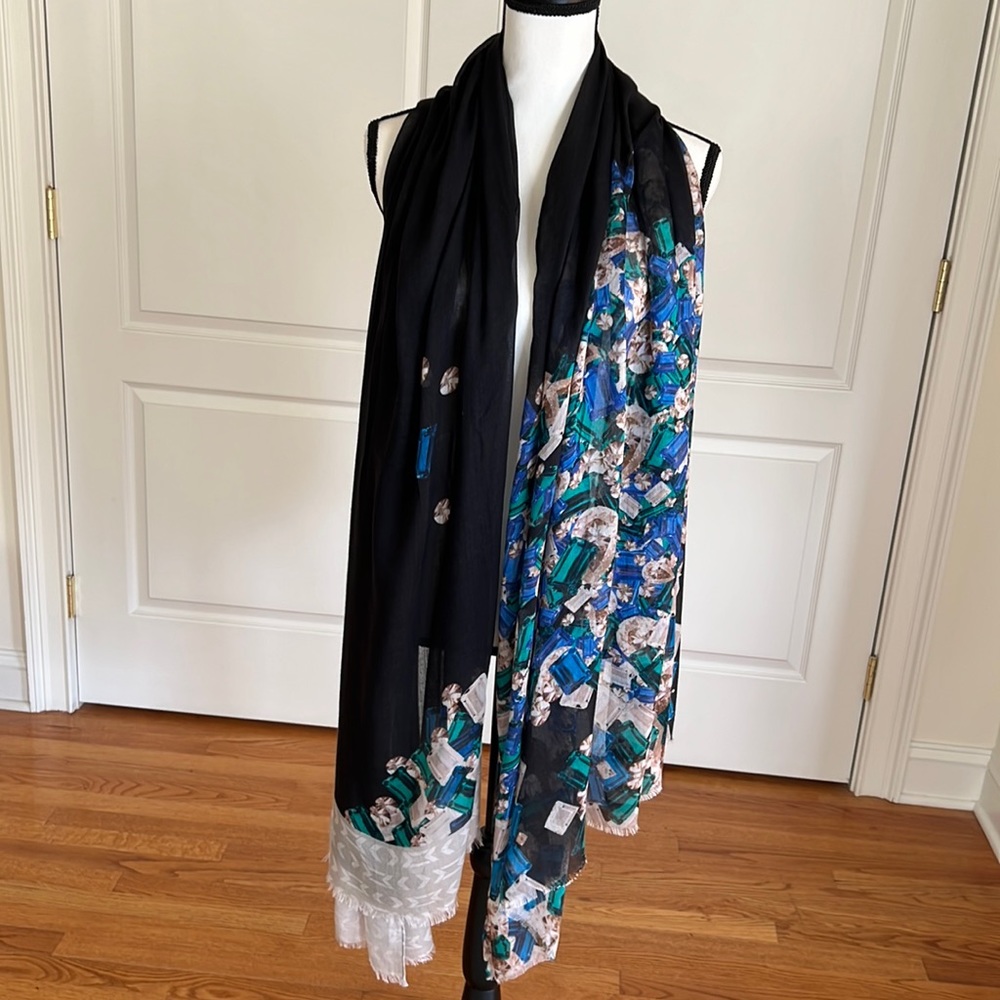 Jewel print shawl, beautiful color mixed with black ground